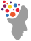 Johns Hopkins Logo Gray head silhouette with a burst of colorful, varied-sized circles from the top left